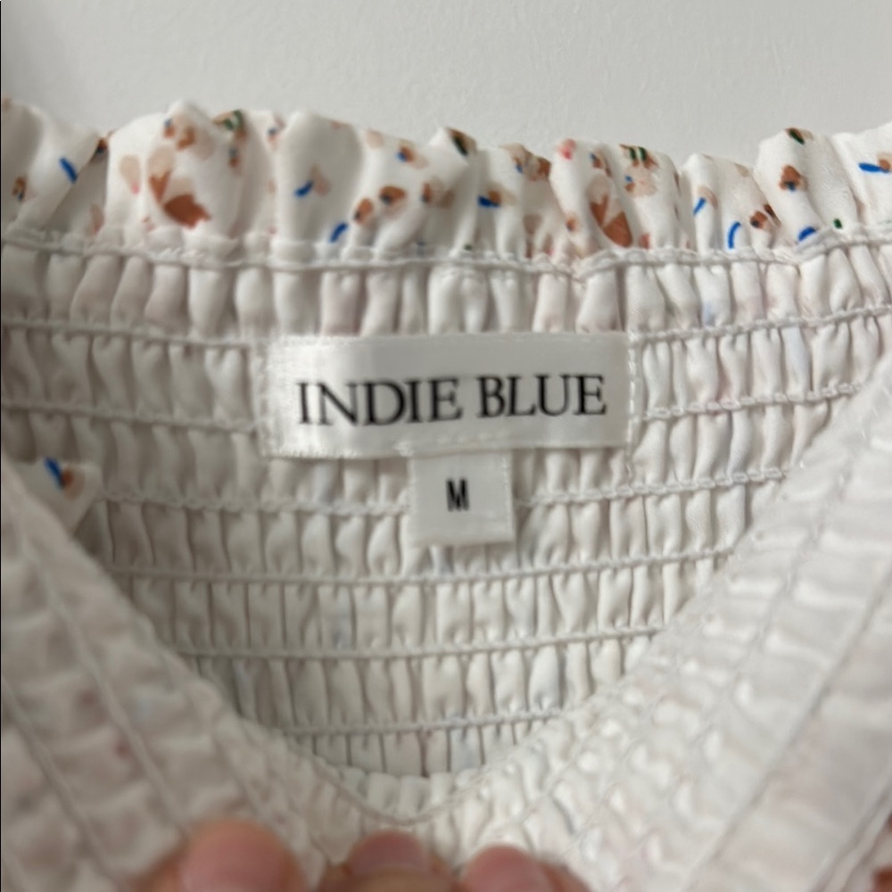 Indie Blue Floral Smocked Maxi Dress - Picture 2 of 6
